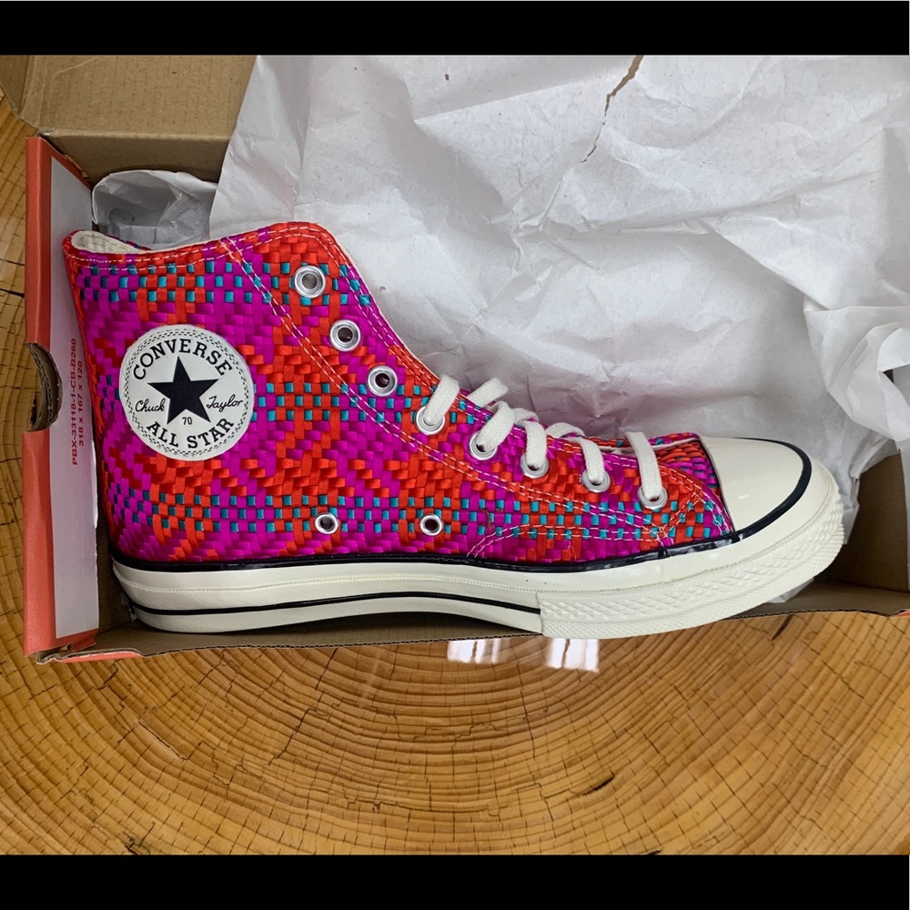 NWT Pink multicolored high top Converse